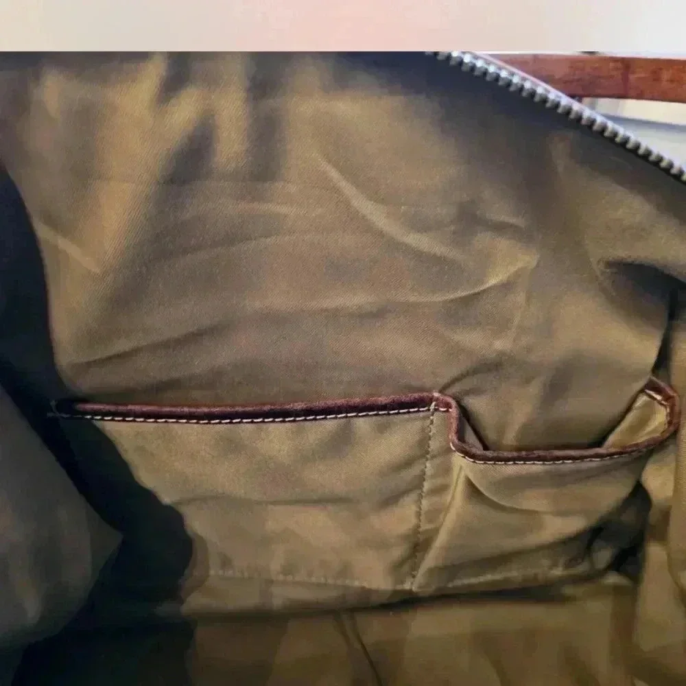 Vintage FH Wadsworth leather and canvas weekender